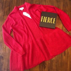 ELLE Open Front Peplum Sweater, Size Medium